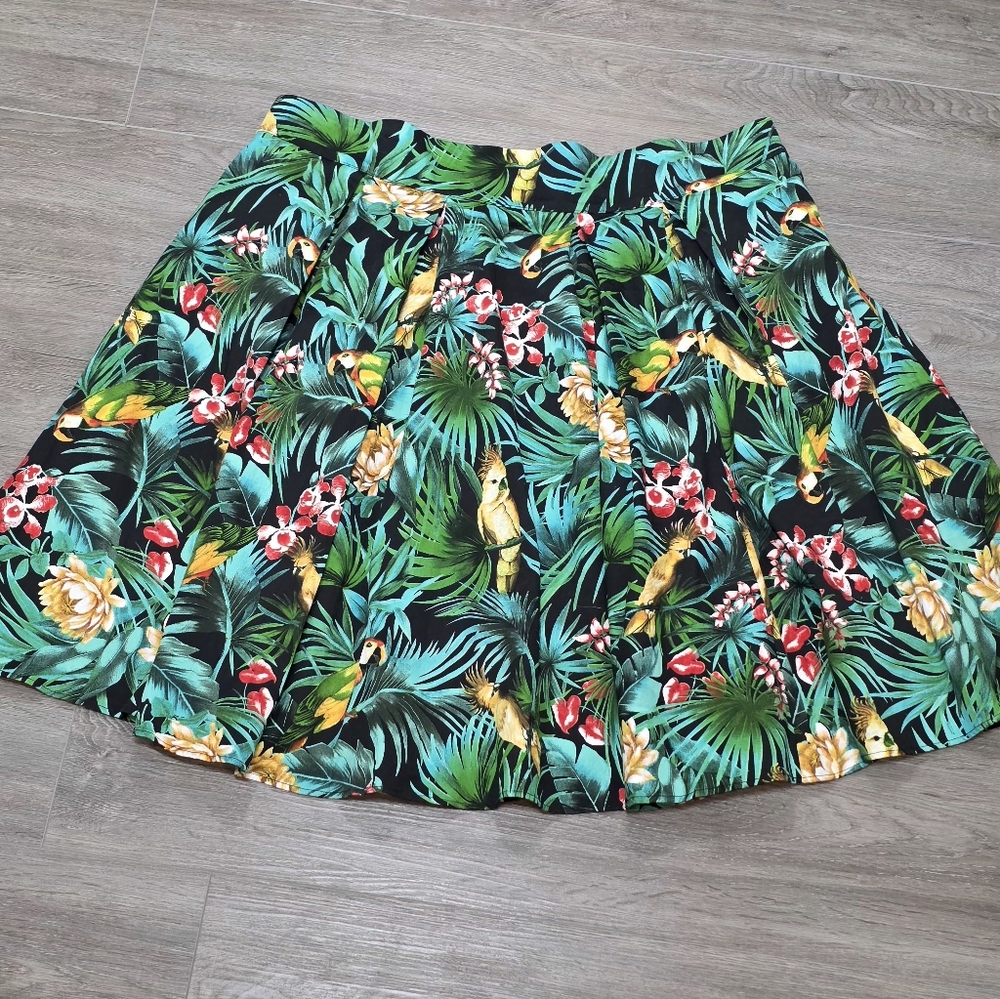 Laura Byrnes 2017 Fit & Flare Skirt  Tropical Print PinUp Girl Size 4 XL